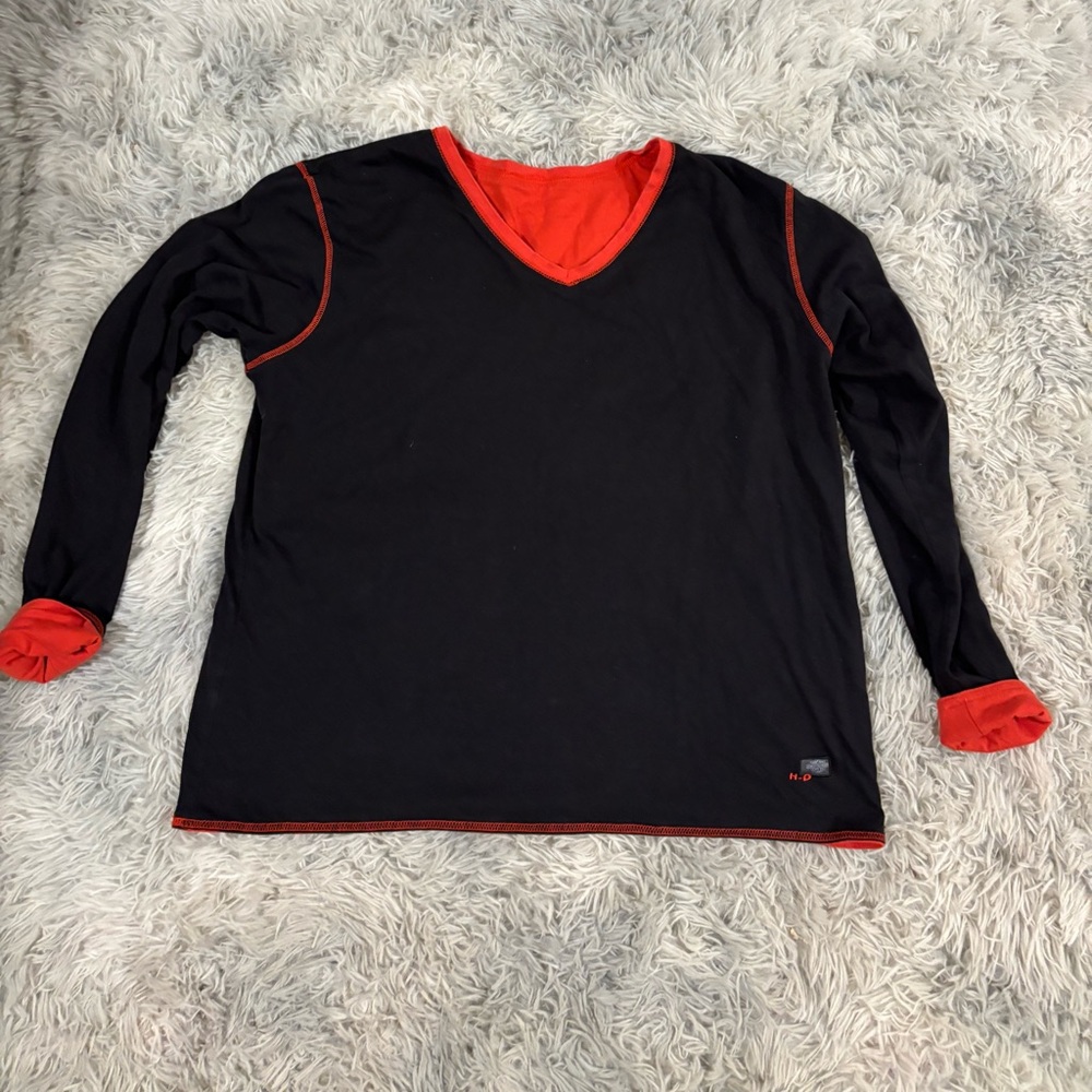 Vintage Harley-Davidson Black and Red Reversible Women's Top
